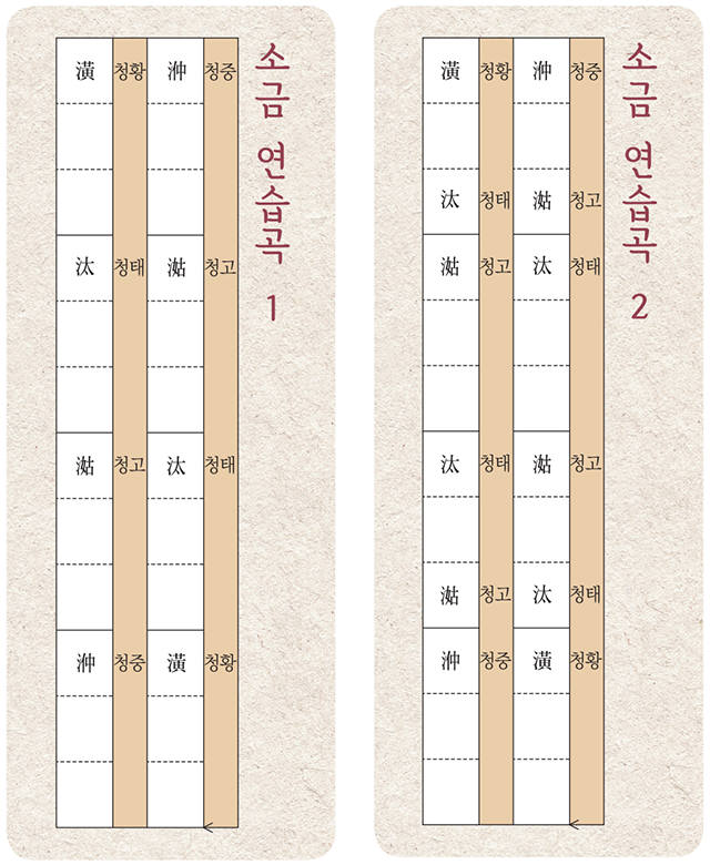소금 연습곡 1 , 2를 소금으로 연주해 봅시다. Tip